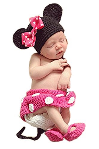 Pinbo Baby Girls Photography Prop Cute Knitted Crochet Hat Dress Diaper Shoes - Image 1