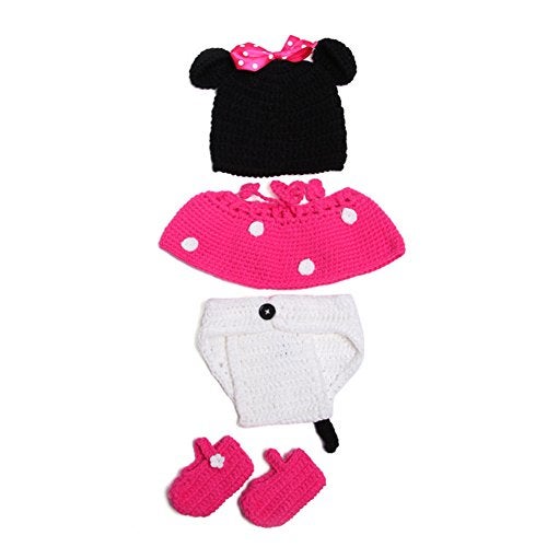 Pinbo Baby Girls Photography Prop Cute Knitted Crochet Hat Dress Diaper Shoes - Image 2