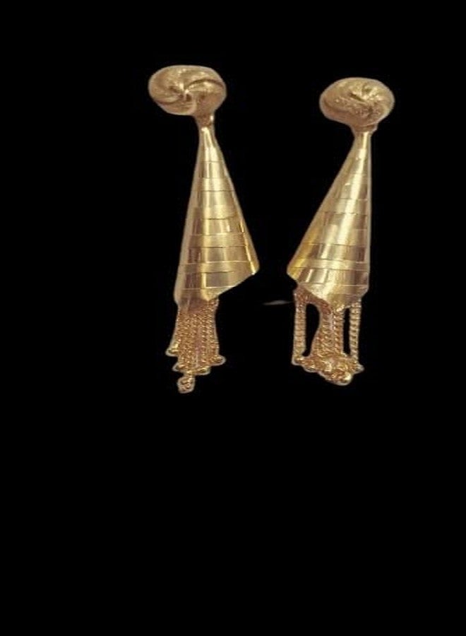 Bhumi Creation Big Cone Shaped Gold Elegant and Trendy Dangle Earring with Stones for Women and Girls - Image 3