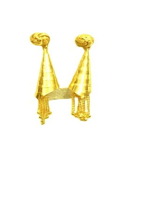Bhumi Creation Big Cone Shaped Gold Elegant and Trendy Dangle Earring with Stones for Women and Girls - Image 1