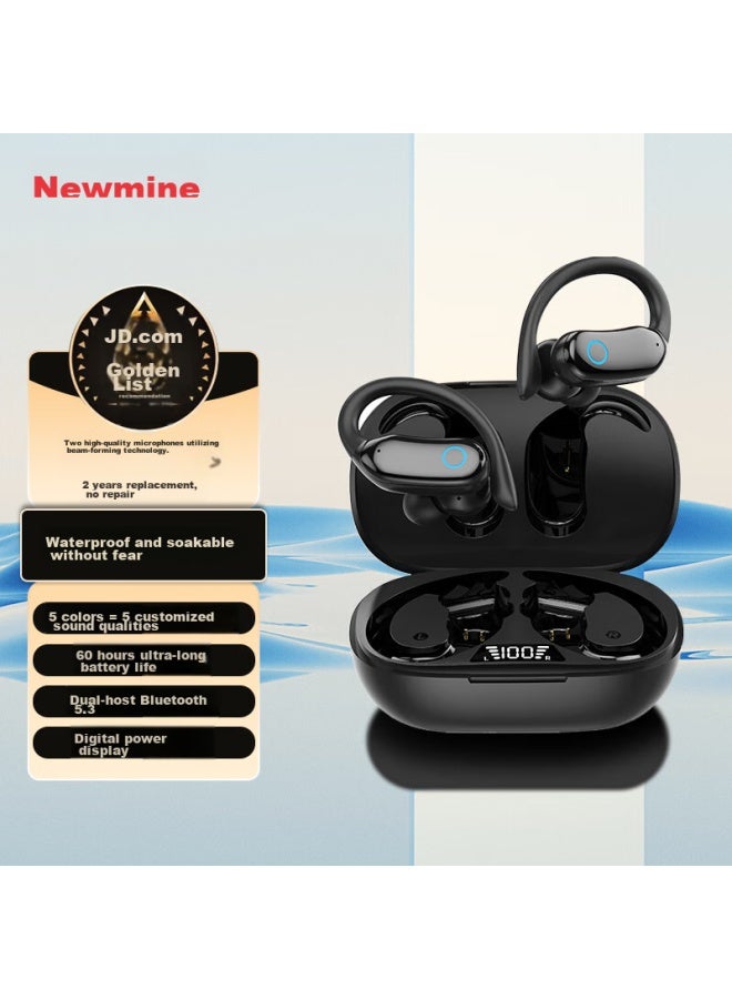 Newmine Newman Bluetooth Earphones, Ear-hook Style, Washable, For Running, Cycling, Sports, True Wireless, Long Battery Life, In-ear, Dual-ear Microphone, For Calls, Noise Reduction, Compatible With Apple, Huawei, Xiaomi - Image 1
