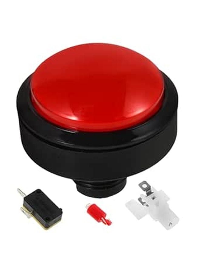 Illuminated Convex Arcade Push Button Switch with Red LED and Yellow Micro Switch - Image 1