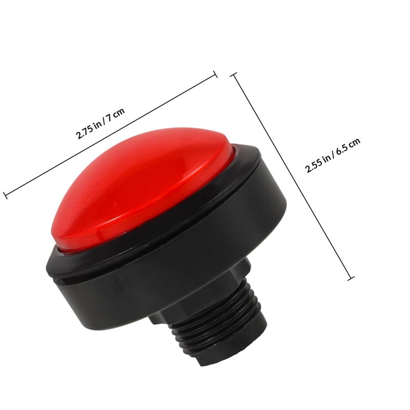 Illuminated Convex Arcade Push Button Switch with Red LED and Yellow Micro Switch - Image 3