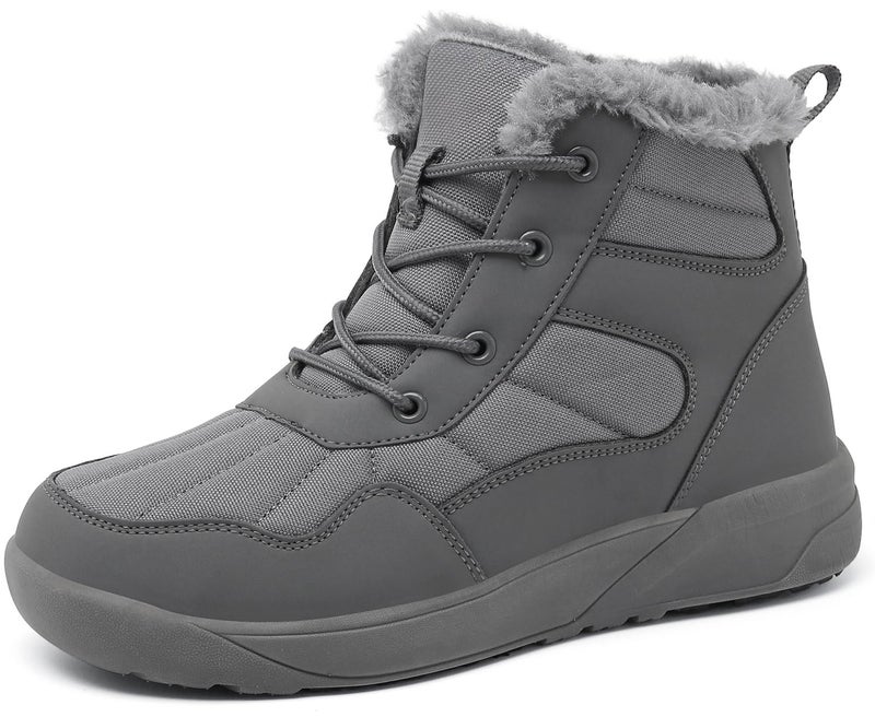 ChayChax Women's Winter Snow Boots with Fur Lined Lightweight Ankle Booties Anti Slip Comfortable Warm Winter Shoes, Grey, 9 - Image 1