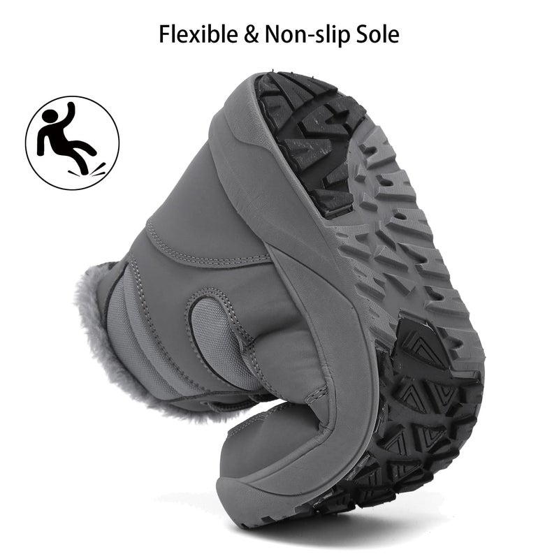 ChayChax Women's Winter Snow Boots with Fur Lined Lightweight Ankle Booties Anti Slip Comfortable Warm Winter Shoes, Grey, 9 - Image 5