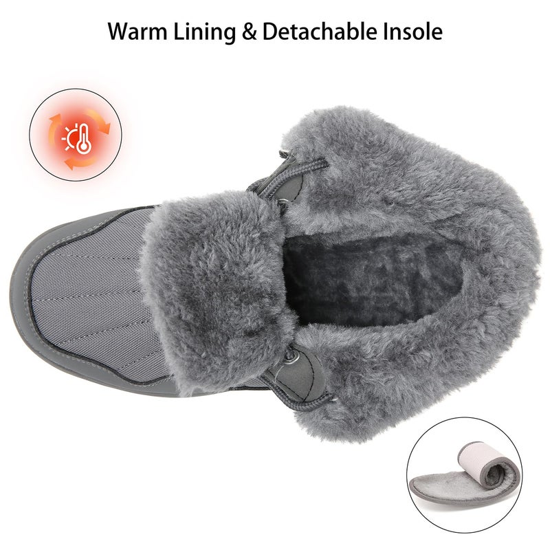 ChayChax Women's Winter Snow Boots with Fur Lined Lightweight Ankle Booties Anti Slip Comfortable Warm Winter Shoes, Grey, 9 - Image 4