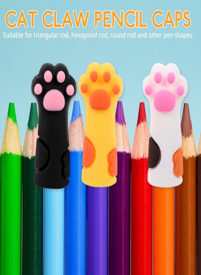 SAFIGLE Cat Claw Pencil Caps 6 Pack Silicone Pencil Protectors Cute Animal Toppers for Kids School Supplies Classroom Rewards and Extenders - Image 3