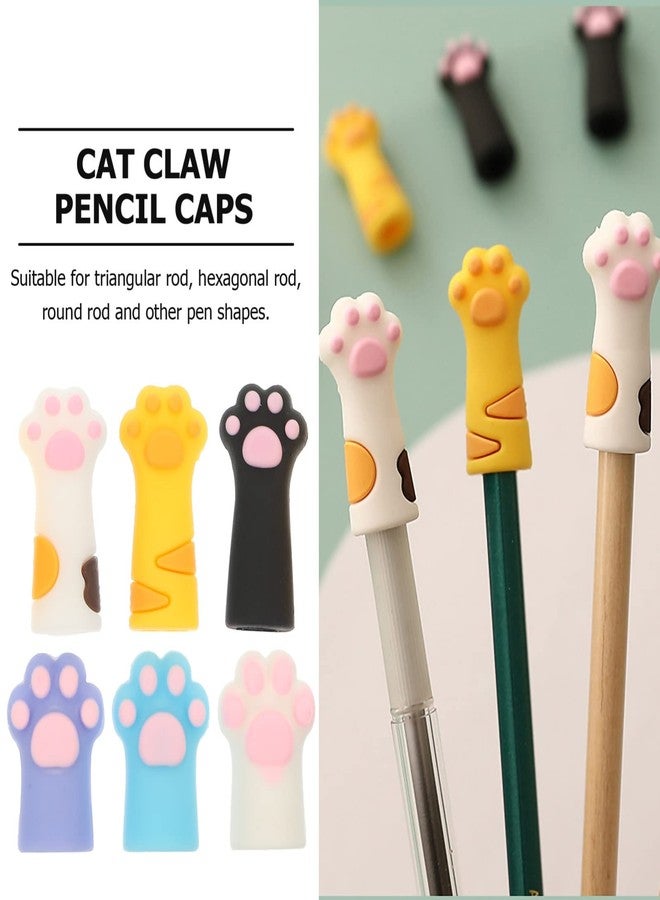 SAFIGLE Cat Claw Pencil Caps 6 Pack Silicone Pencil Protectors Cute Animal Toppers for Kids School Supplies Classroom Rewards and Extenders - Image 4