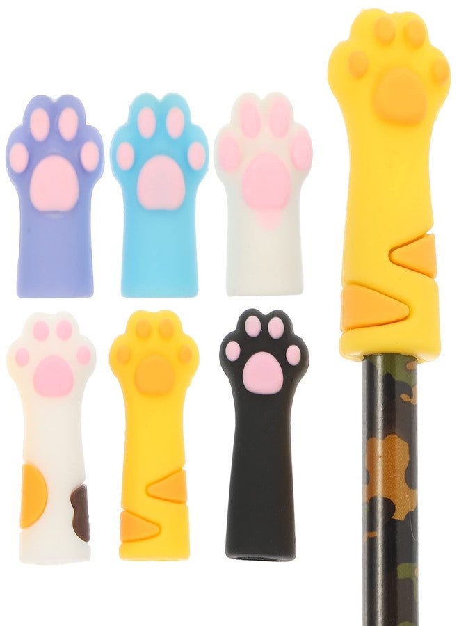 SAFIGLE Cat Claw Pencil Caps 6 Pack Silicone Pencil Protectors Cute Animal Toppers for Kids School Supplies Classroom Rewards and Extenders - Image 1