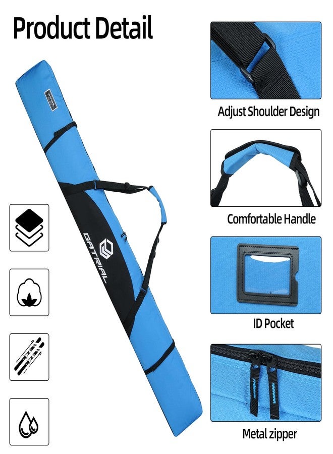 TVDARMO Padded Ski Bag for Air Travel, Fully Single Ski Travel Bags with Adjustable Shoulder Strap, Waterproof and Durable Ski Bag 185cm Blue - Image 2