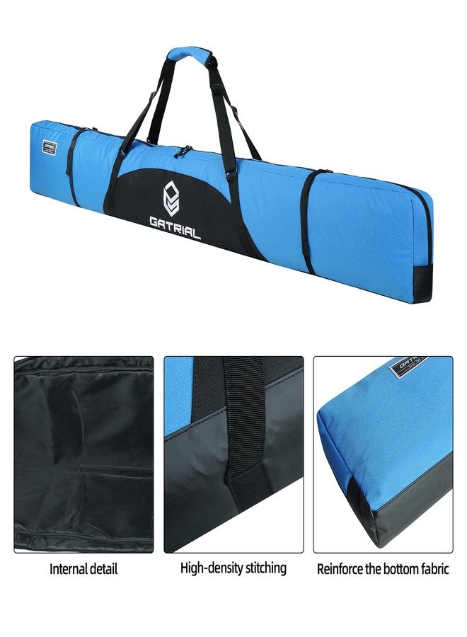 TVDARMO Padded Ski Bag for Air Travel, Fully Single Ski Travel Bags with Adjustable Shoulder Strap, Waterproof and Durable Ski Bag 185cm Blue - Image 3