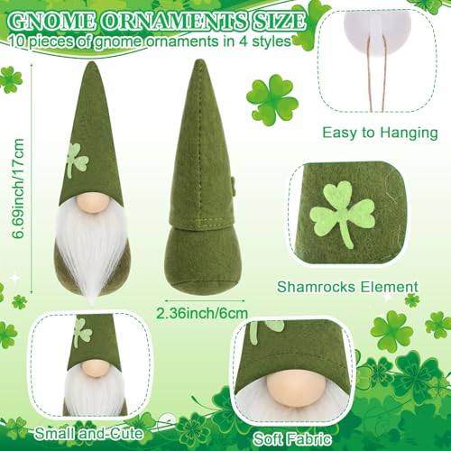 Syhood 34 Pcs St Patricks Day Ornament Set Mini St Patricks Day Gnome Ornaments and Shamrock Hanging Decoration Irish Party Favors for Small Tree Table Center Pieces Decor - Image 3