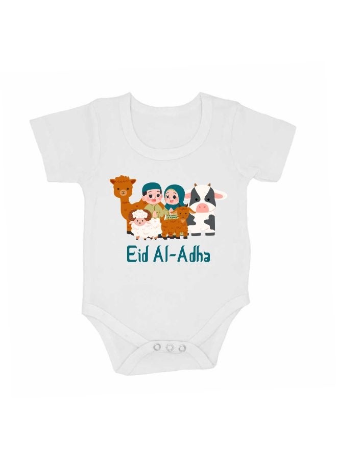 PRINTSHOP4ME Baby Bodysuits Newborn Eid Romper Short Sleeve Envelope Neck Outfit Romper Bakra Eid Romper Eid-Al-Adha Mubarak With Family  - Image 1