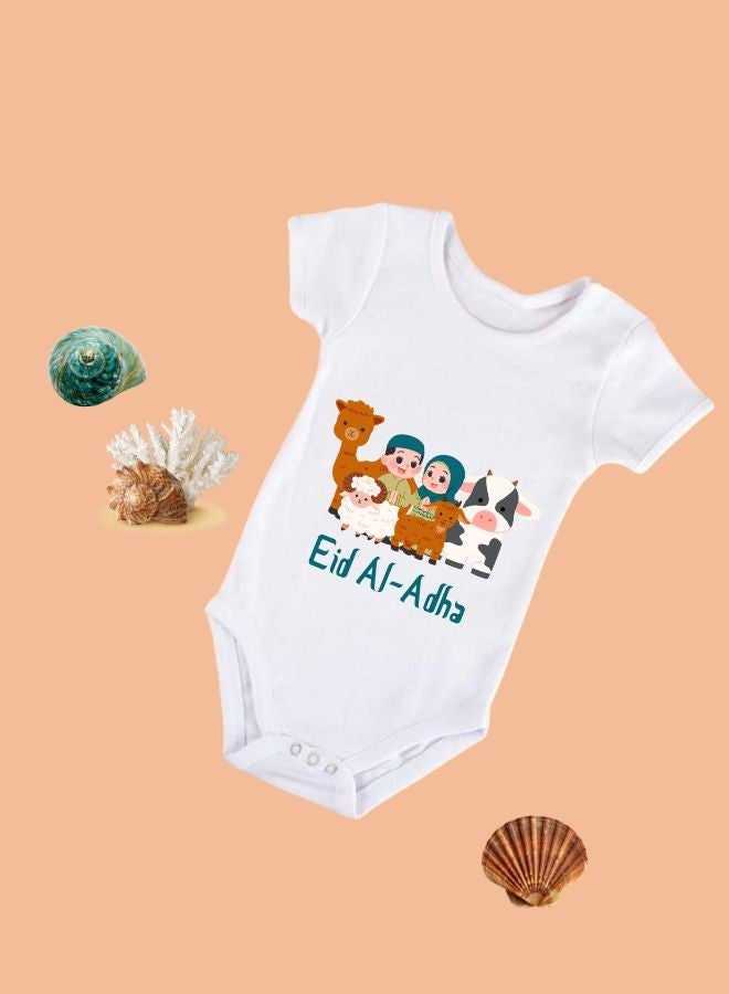 PRINTSHOP4ME Baby Bodysuits Newborn Eid Romper Short Sleeve Envelope Neck Outfit Romper Bakra Eid Romper Eid-Al-Adha Mubarak With Family  - Image 2
