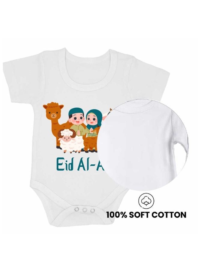 PRINTSHOP4ME Baby Bodysuits Newborn Eid Romper Short Sleeve Envelope Neck Outfit Romper Bakra Eid Romper Eid-Al-Adha Mubarak With Family  - Image 3