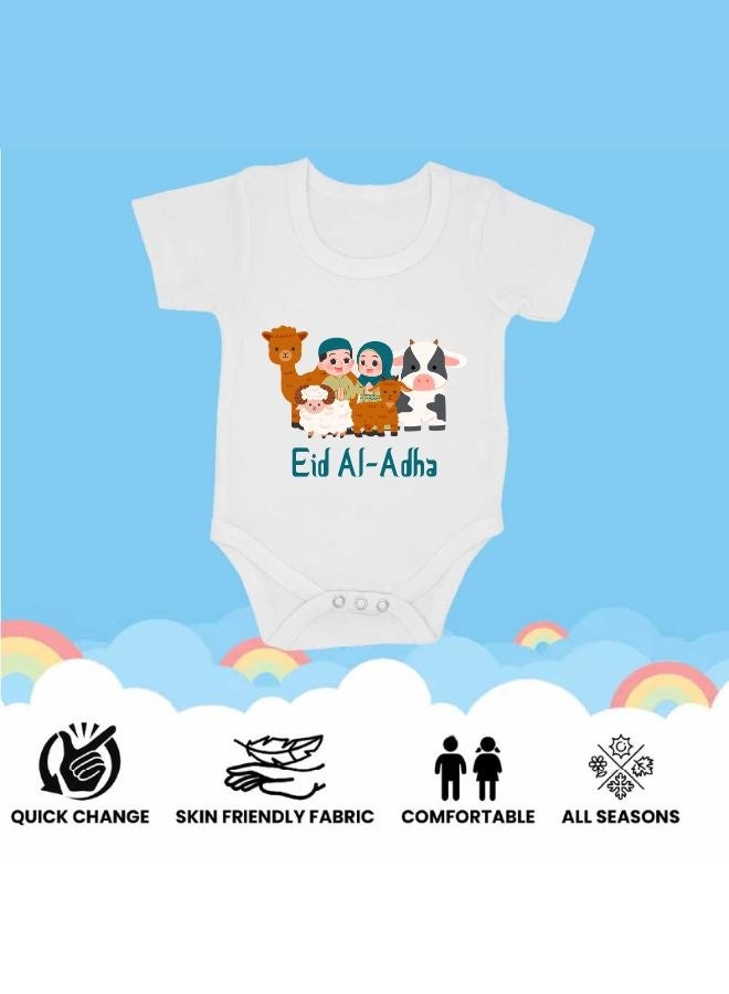 PRINTSHOP4ME Baby Bodysuits Newborn Eid Romper Short Sleeve Envelope Neck Outfit Romper Bakra Eid Romper Eid-Al-Adha Mubarak With Family  - Image 4
