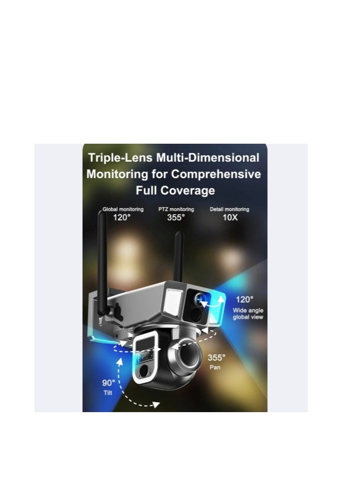 كاميرا 4G&WIFI SOLAR PTZ ذات العدسة المزدوجة، تكبير 10x، رؤية ليلية، صوت ثنائي الاتجاه، طراز أوروبي، مع تتبع تلقائي، رؤية ليلية ملونة (تعمل على بطاقة SIM وWIFI كلاهما خيار) - pzsku/ZE9C2E9EC18C5DB057908Z/45/_/1733818395/e6fe9e91-73d3-4959-ba36-5767ae38a19b