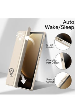 Jetech JETech Case for Samsung Galaxy Tab S9 FE+ / S9 FE Plus 12.4-Inch with S Pen Holder, Clear Transparent Hard PC Back, Protective Tri-Fold Stand Tablet Cover, Auto Wake/Sleep (Beige)  - Image 5