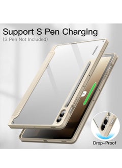 Jetech JETech Case for Samsung Galaxy Tab S9 FE+ / S9 FE Plus 12.4-Inch with S Pen Holder, Clear Transparent Hard PC Back, Protective Tri-Fold Stand Tablet Cover, Auto Wake/Sleep (Beige)  - Image 4