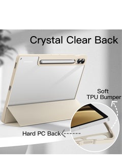 Jetech JETech Case for Samsung Galaxy Tab S9 FE+ / S9 FE Plus 12.4-Inch with S Pen Holder, Clear Transparent Hard PC Back, Protective Tri-Fold Stand Tablet Cover, Auto Wake/Sleep (Beige)  - Image 3