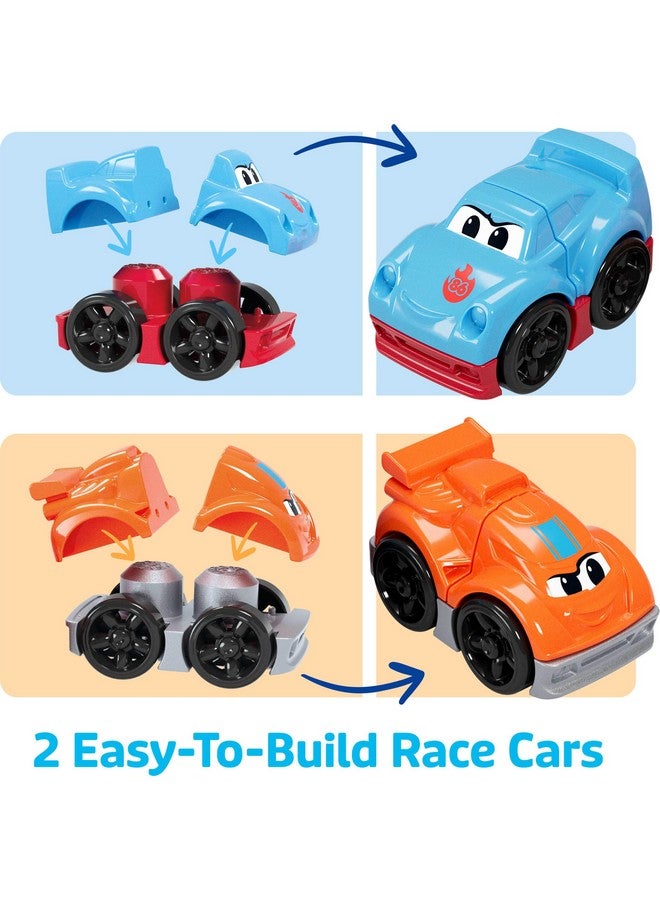 MEGA BLOKS First Builders Toddler Building Blocks Toy Set, Build & Race Rig with 19 Pieces, 2 Race Cars and Storage, Red, Ages 1+ Years - Image 3