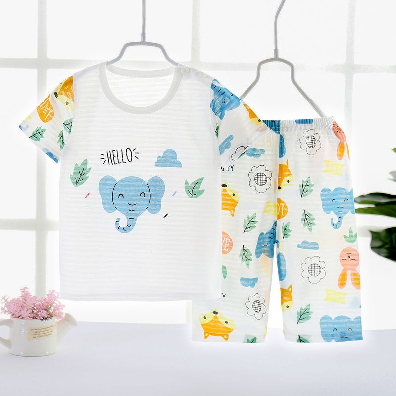Children'S Summer Suit Breathable Home Clothes Boys' Pajamas New Korean Children'S Wear Quick-Drying Girls' Short-Sleeved Air-Conditioning Suit - Image 4