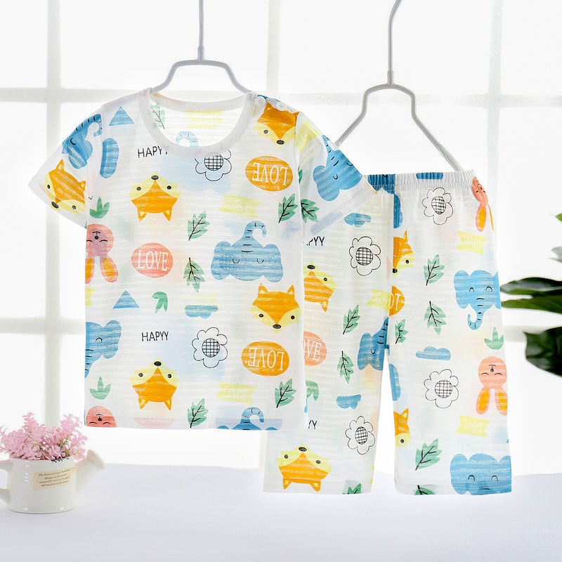Children'S Summer Suit Breathable Home Clothes Boys' Pajamas New Korean Children'S Wear Quick-Drying Girls' Short-Sleeved Air-Conditioning Suit - Image 3
