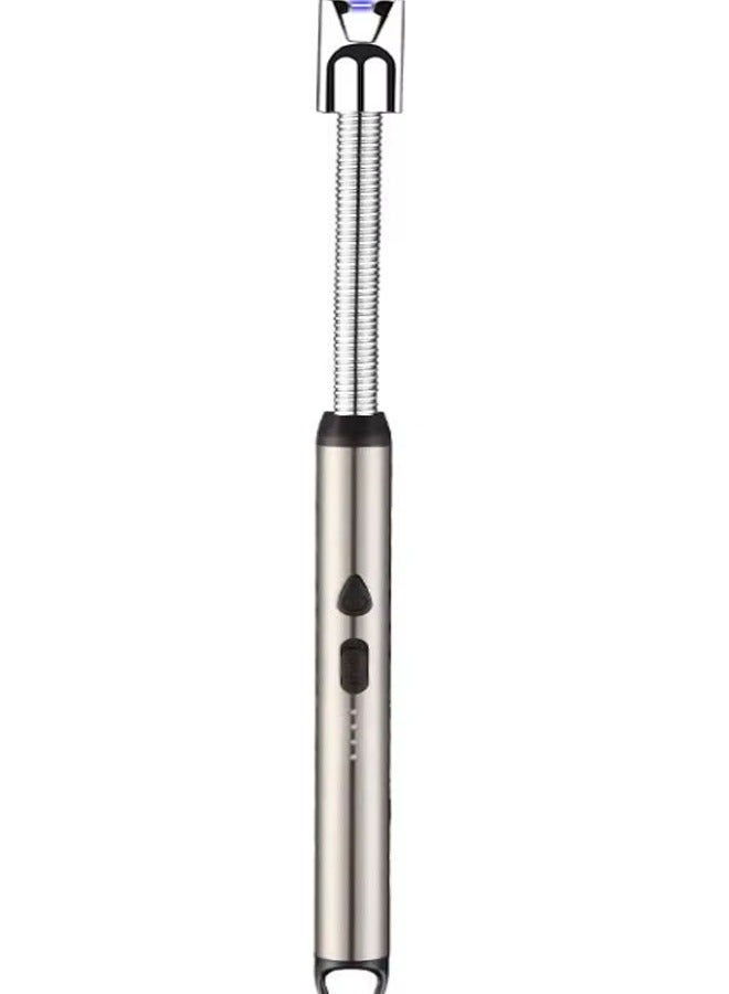 360 Degree Windproof Flameless Flexible Neck Long USB Rechargeable Lighter With LED Battery Display SILVER 25.5 x 1.5 x 1.5 cm - Image 2