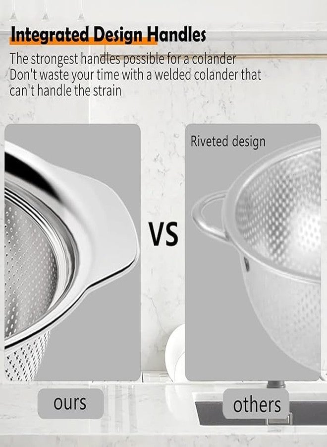 SHREESAMP Grain Strainer Basket for Vegetables, Fruit and Rice Safe Washing Food Kitchen Utensils Basket with Food Drainer Fine Large Strainer Stainless Steel Colander with Handle Dishwasher Safe - Image 4