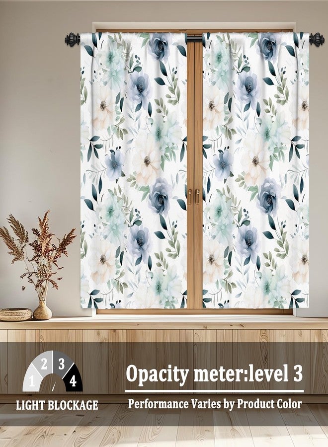 Renaiss 26 x 45 Inch Flower Kitchen Tier Curtains for Window Light Yellow Blue Green Flowers Farmhouse Short Mini Curtain Linen Short Drapes Window Treatment for Bedroom Bathroom Rod Pocket 2 Panels - Image 3