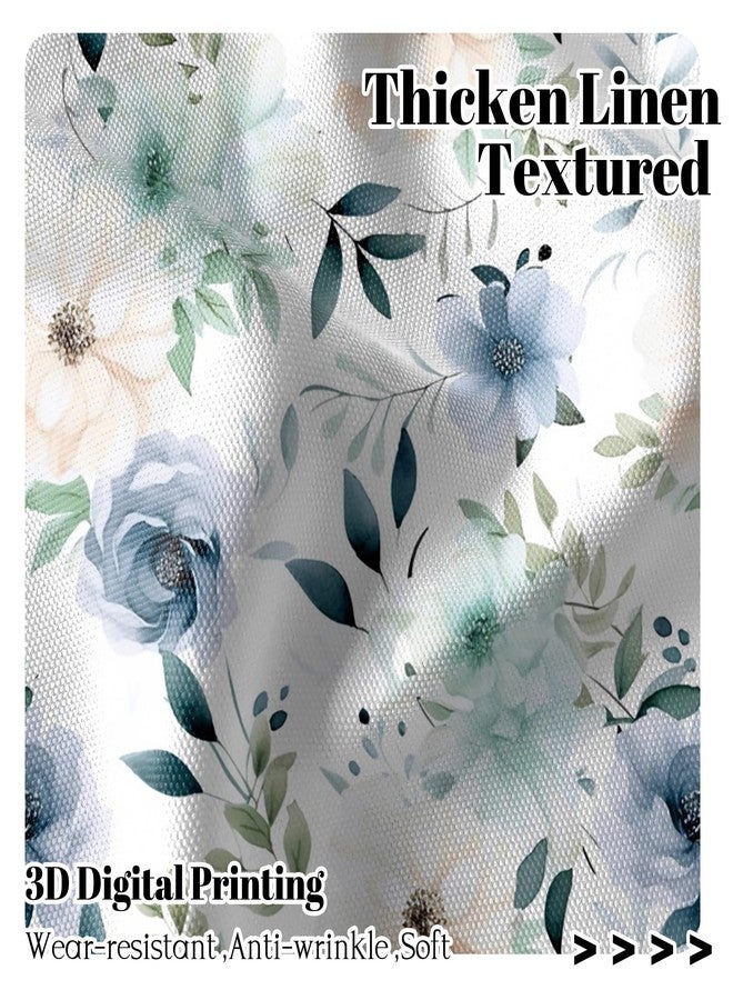 Renaiss 26 x 45 Inch Flower Kitchen Tier Curtains for Window Light Yellow Blue Green Flowers Farmhouse Short Mini Curtain Linen Short Drapes Window Treatment for Bedroom Bathroom Rod Pocket 2 Panels - Image 2