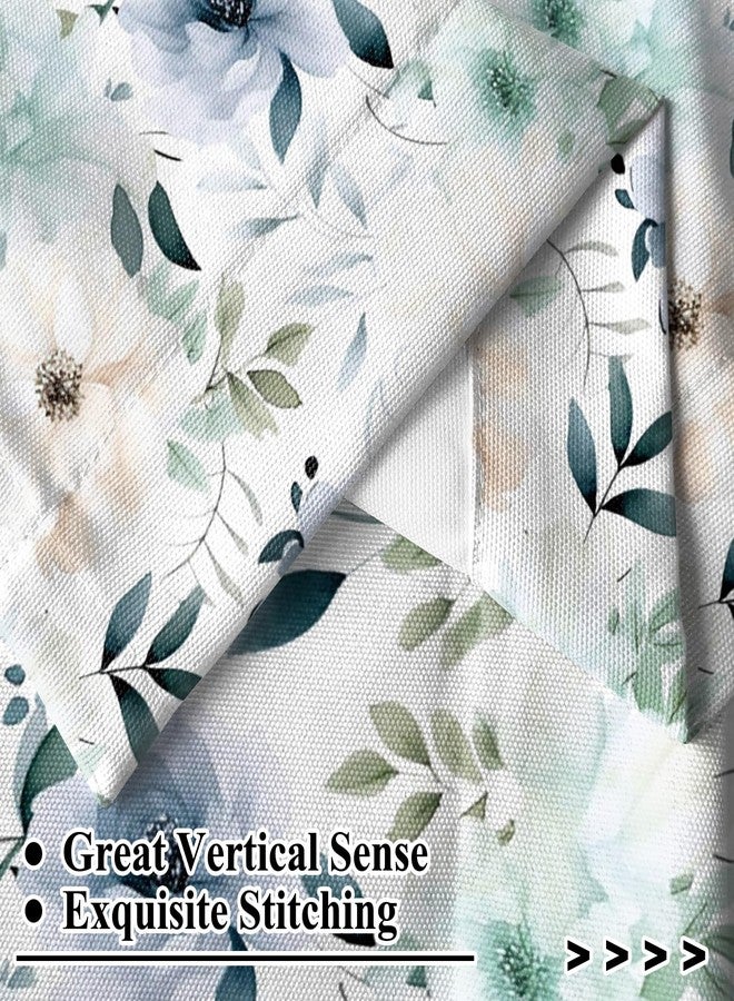 Renaiss 26 x 45 Inch Flower Kitchen Tier Curtains for Window Light Yellow Blue Green Flowers Farmhouse Short Mini Curtain Linen Short Drapes Window Treatment for Bedroom Bathroom Rod Pocket 2 Panels - Image 4