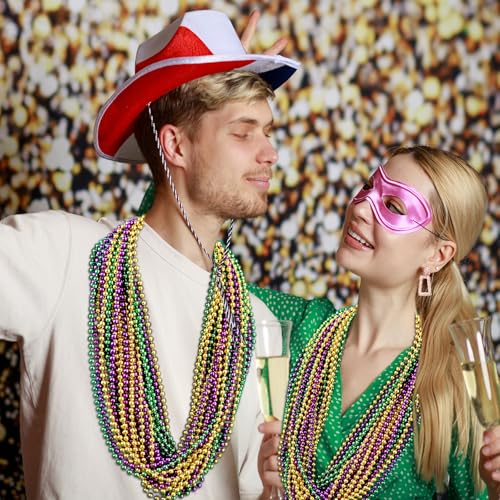 ZZYFGH 12PCS Mardi Gras Beads, Gold Green Purple Mardi Gras Metallic Beads Costumes Necklaces Bulk, 33" Mardi Gras Necklace, Festival Parade Throw Accessories for Wedding Birthday Celebrations Decorations - Image 5