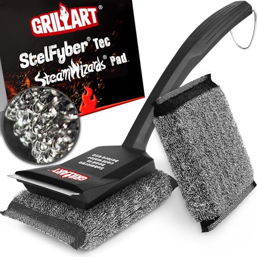 GRILLART SteamWizards Grill Brush Bristle Free Safe BBQ Grill Brush for Outdoor Grill Flat Top Grill Cleaner with Replaceable Head Suitable for All Grates Griddle Accessories Dishwasher Safe - Image 1
