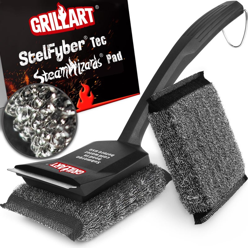 GRILLART SteamWizards Grill Brush Bristle Free Safe BBQ Grill Brush for Outdoor Grill Flat Top Grill Cleaner with Replaceable Head Suitable for All Grates Griddle Accessories Dishwasher Safe - Image 2