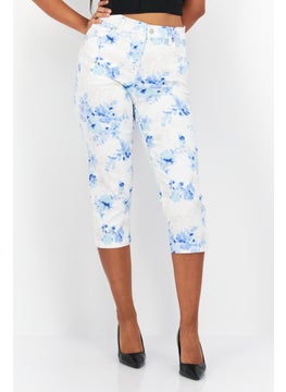 Gloria Vanderbilt Women Regular Fit Floral Printed Capri Pants, White Combo  - Image 1