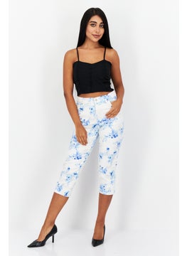 Gloria Vanderbilt Women Regular Fit Floral Printed Capri Pants, White Combo  - Image 4