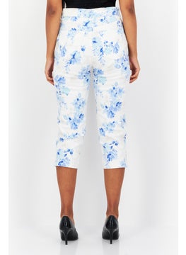 Gloria Vanderbilt Women Regular Fit Floral Printed Capri Pants, White Combo  - Image 3