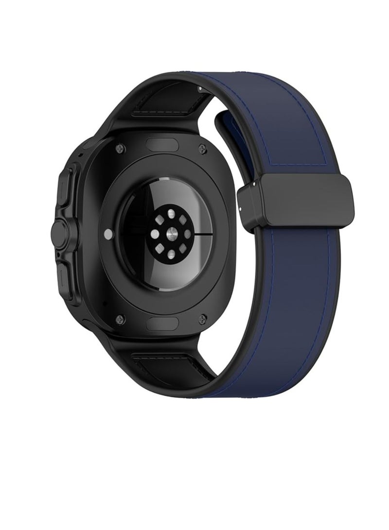 Watch Band Compatible with Samsung Galaxy Watch 7 Ultra Band, Leather Hybrid Silicone Sweatproof Wristband Strap for Galaxy Watch 7 Ultra  Women Men Magnetic Buckle Band - Image 2