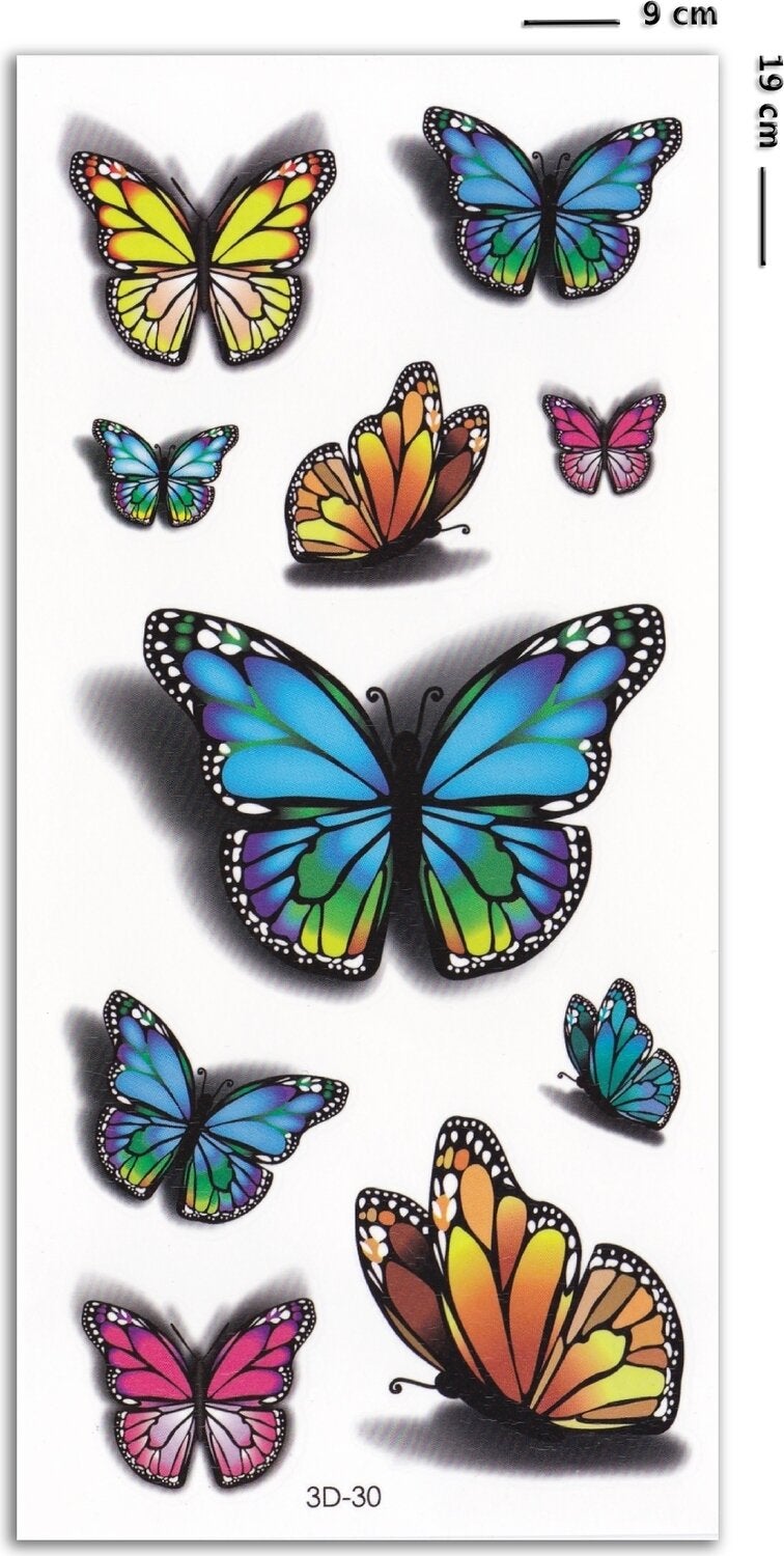 3D Colorful Butterfly Tattoo