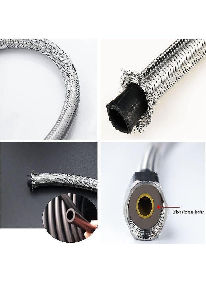 Biella 45Cm Stainless Steel 2Pcs Rust, Corrosion, And Lead-Free Braided Flexible Faucet Hose Pipe Connector Diy Replacement Flexi Pipes Tails For Boilers Sinks And Basins  - Image 3