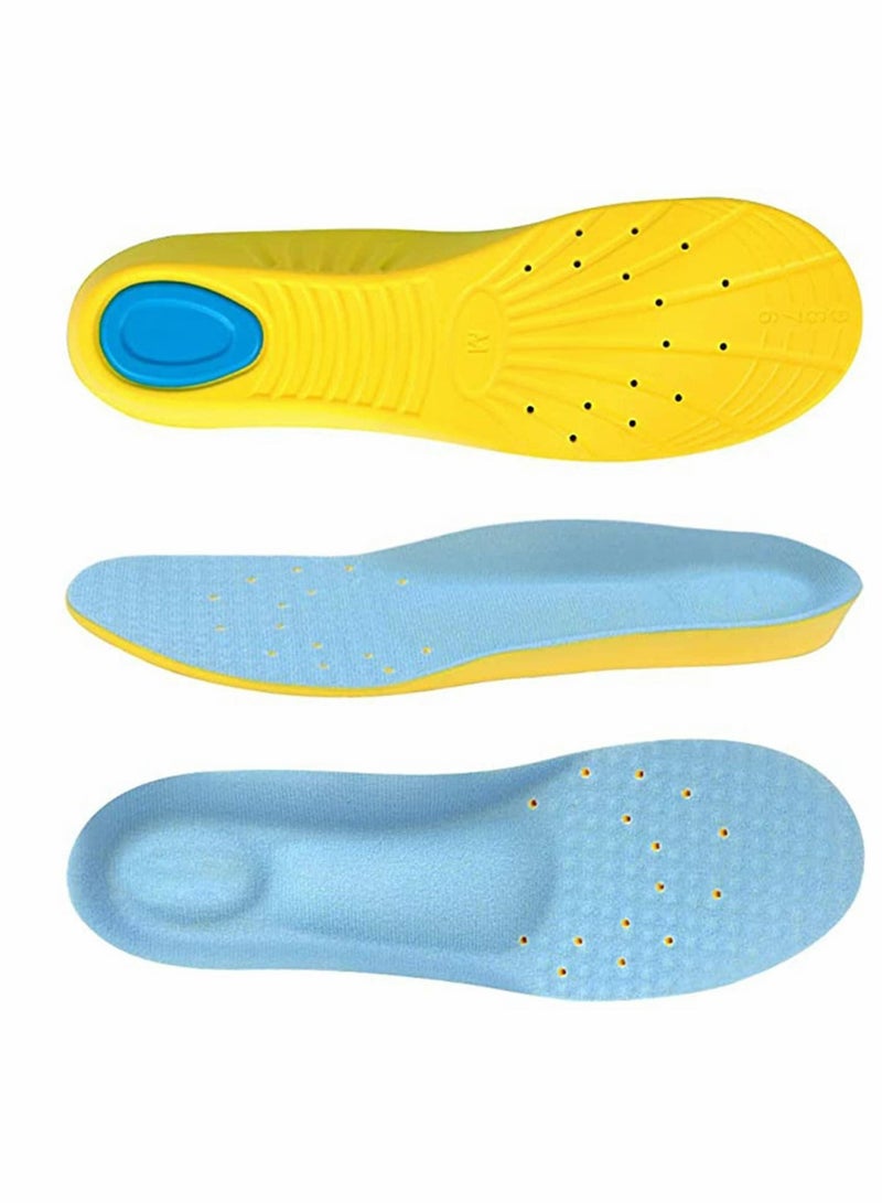 Memory Foam Insoles, PU Orthotic Sport Insoles, Comfortable Breathable, Shock Absorption and Relieve Foot Pain, Plantar Fasciitis Arch Support Insoles (Kids 34-38/ Women 35.5-36.5) - Image 1