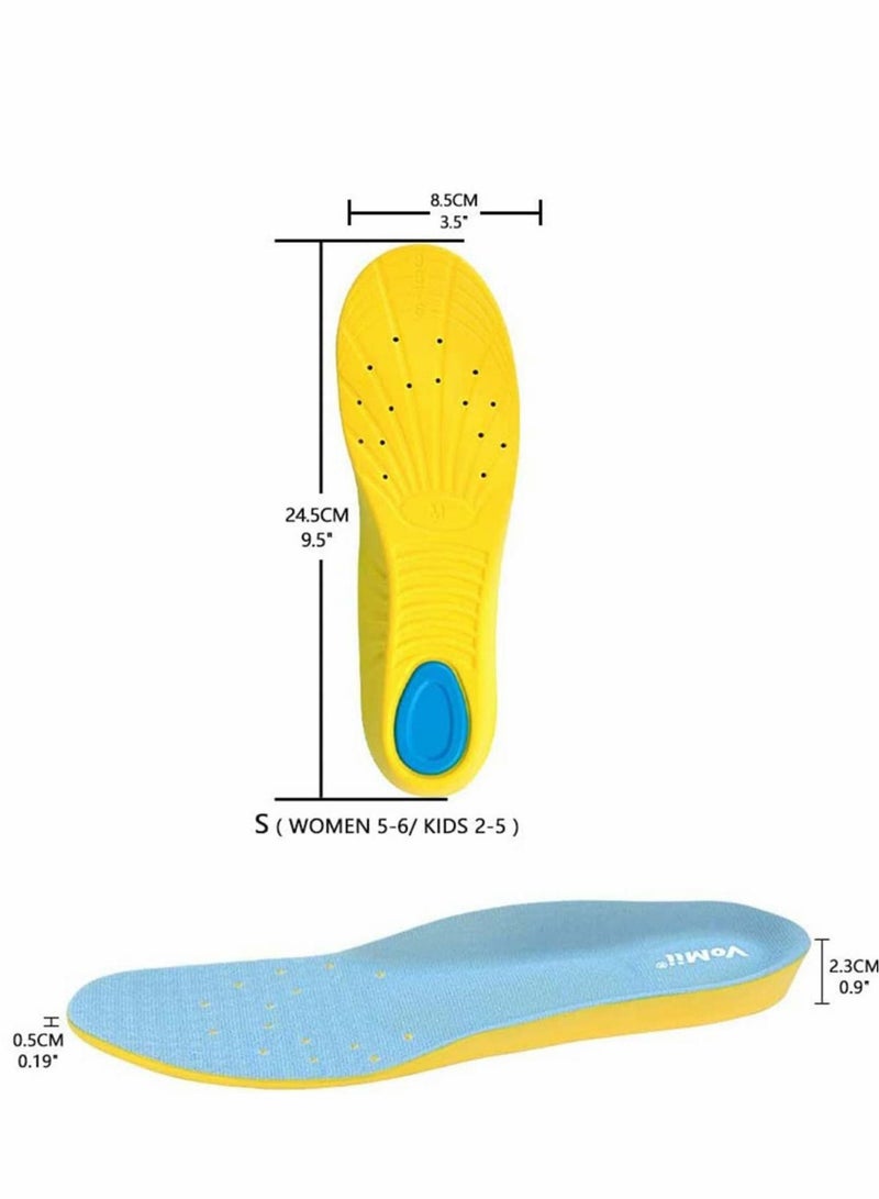 Memory Foam Insoles, PU Orthotic Sport Insoles, Comfortable Breathable, Shock Absorption and Relieve Foot Pain, Plantar Fasciitis Arch Support Insoles (Kids 34-38/ Women 35.5-36.5) - Image 2