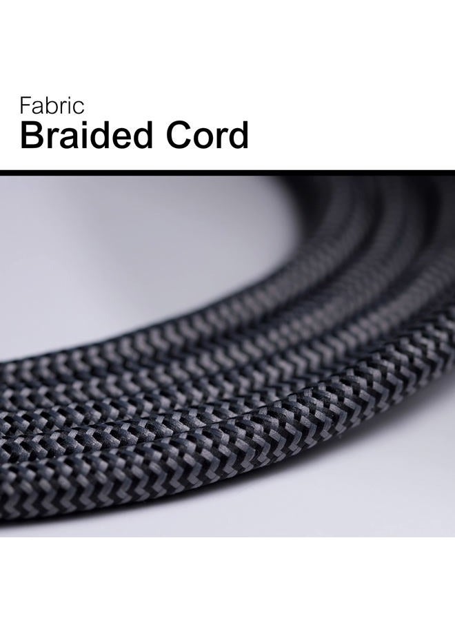 GE Designer Extension Cord With Surge Protection, Braided Power Cord, 8 ft, 3 Grounded Outlets, Flat Plug, Premium, Black/Grey, 41282 - Image 5