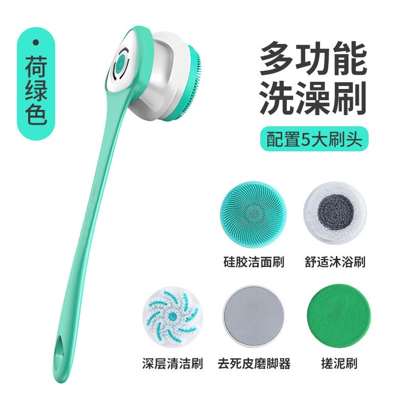 New Long Handle Silicone Bath Brush Back Scrubbing Brush Multifunctional Back Scrubbing Artifact Electric Bath Brush - Image 1