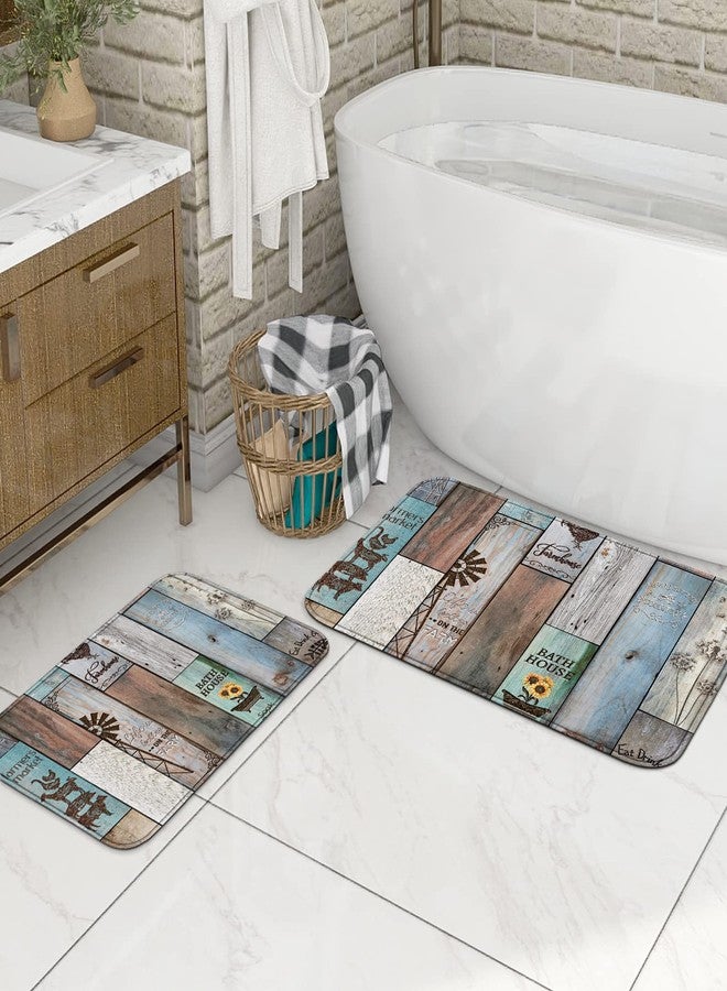 Witzest 3Pcs Farmhouse Bathroom Sets with Shower Curtain and Rugs, 72'' Shower Curtain and Two Non-Slip Washable Bath Mats (15.7''x23.6''&19.7''x31.5''), Rustic Bathroom Decor - Image 2