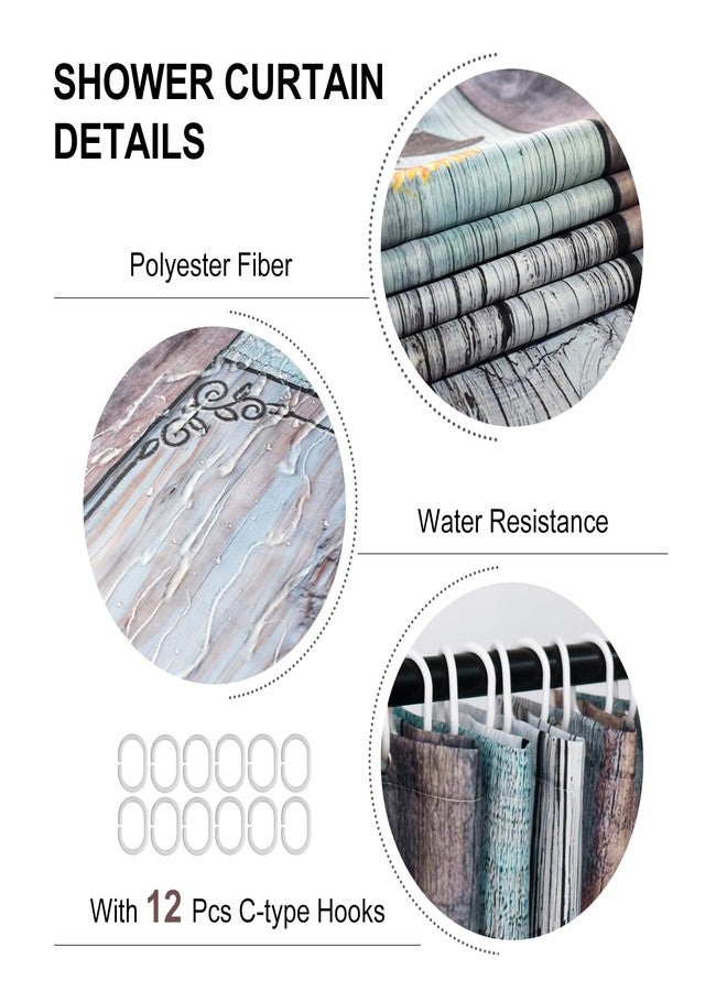Witzest 3Pcs Farmhouse Bathroom Sets with Shower Curtain and Rugs, 72'' Shower Curtain and Two Non-Slip Washable Bath Mats (15.7''x23.6''&19.7''x31.5''), Rustic Bathroom Decor - Image 5