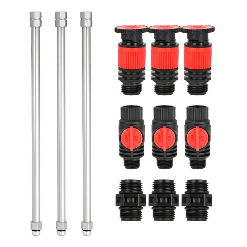 Eden 99989 MultiAdjustable Sprinkler with Metal Extension Set 12 pcs Connects to Most Standard 12 inch Threaded Lawn and Garden Watering System - Image 2