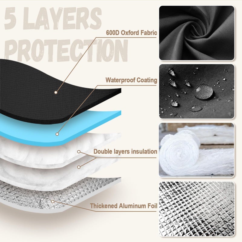 DEMEDO Backflow Preventer Insulation Cover - Water Pipe Insulation Sprinkler Cover for Outside - Insulated Backflow Cover Pouch for Irrigation Back Flow Valve in Winter or Sun Exposure (14"W x 26"H, BLACK) - Image 3