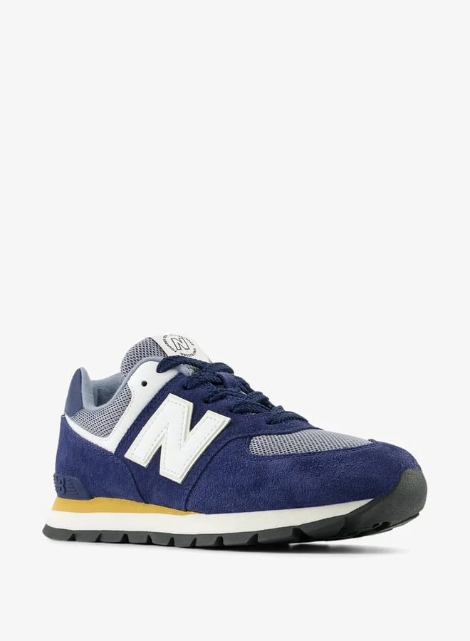 نيو بالانس Boys' Logo Print Sports Shoes with Lace-Up Closure